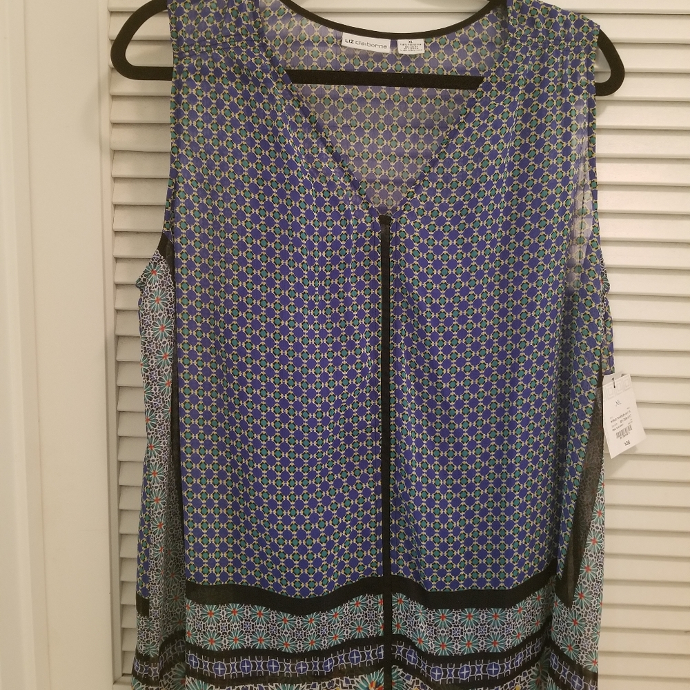 Sleeveless Blouse  Color: Ideal Blue Multi